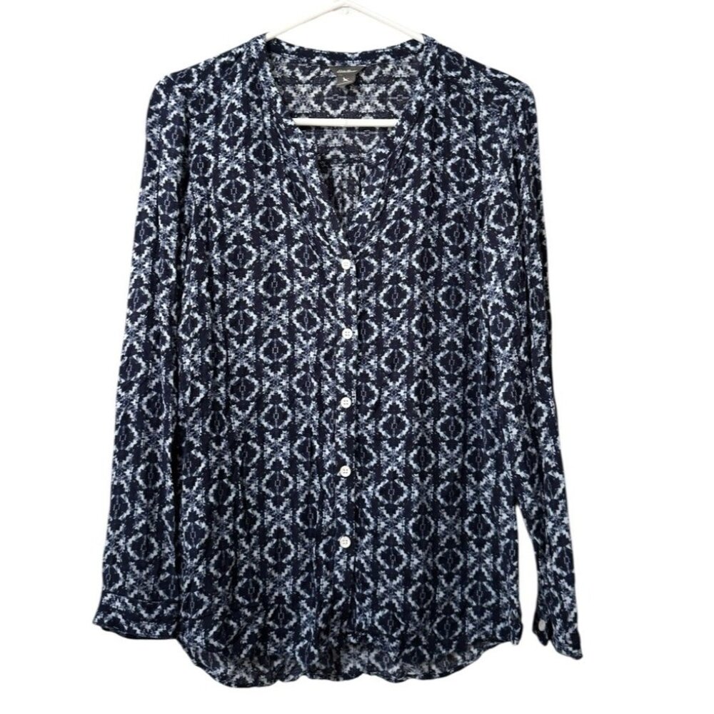 Eddie Bauer Women Size Small Button-Down Blouse Long Sleeve Rayon Lightweight